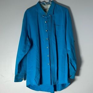 TA Vintage Rod's Western Shirt Button Up 17 1/2 36 Blue 100% Cotton